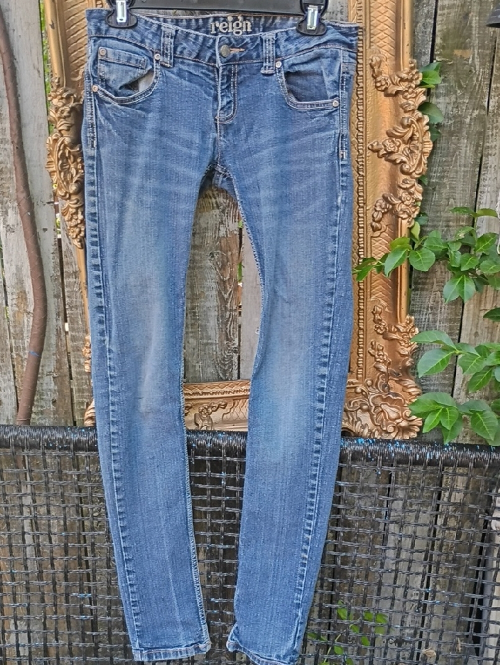 Reign Women's Skinny Faded Blue Denim Jeans